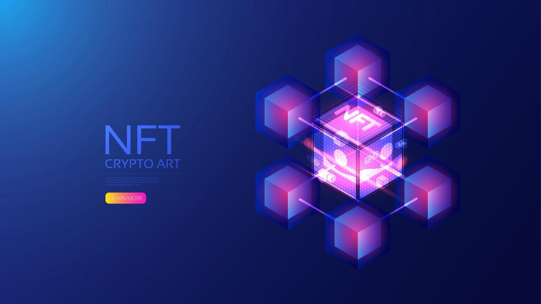 Isometric NFT, future of art vector
