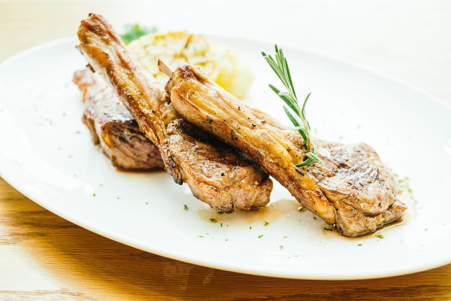 Grilled lamb meat chop steak photo