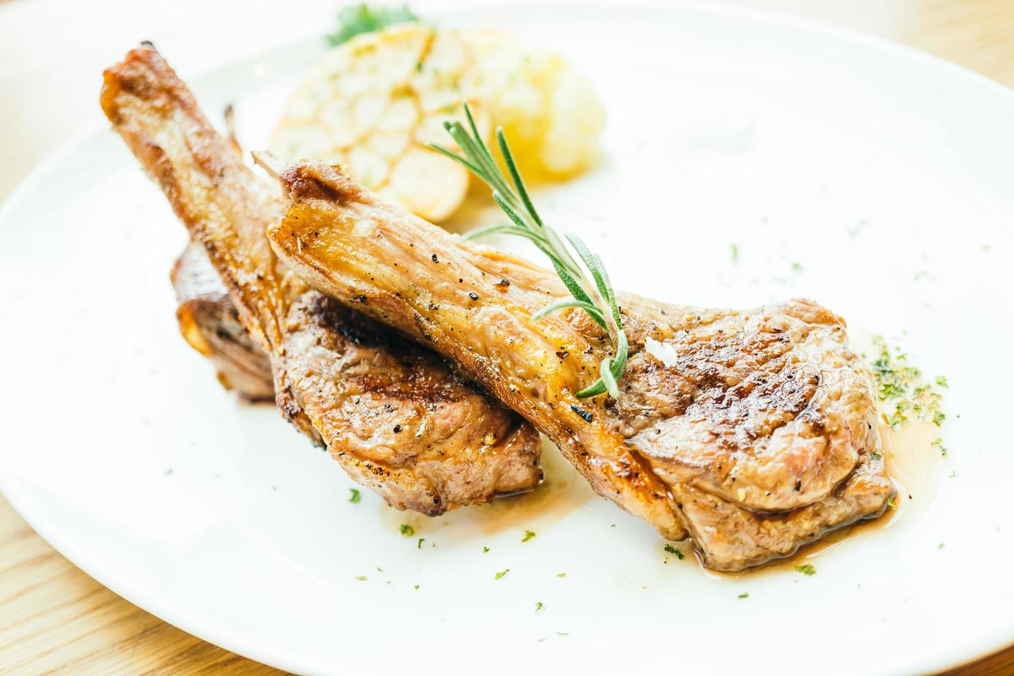 Grilled lamb meat chop steak photo