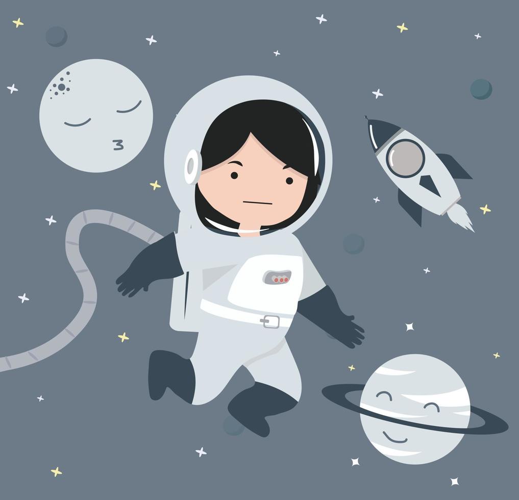 Astronaut flying in space background  design vector