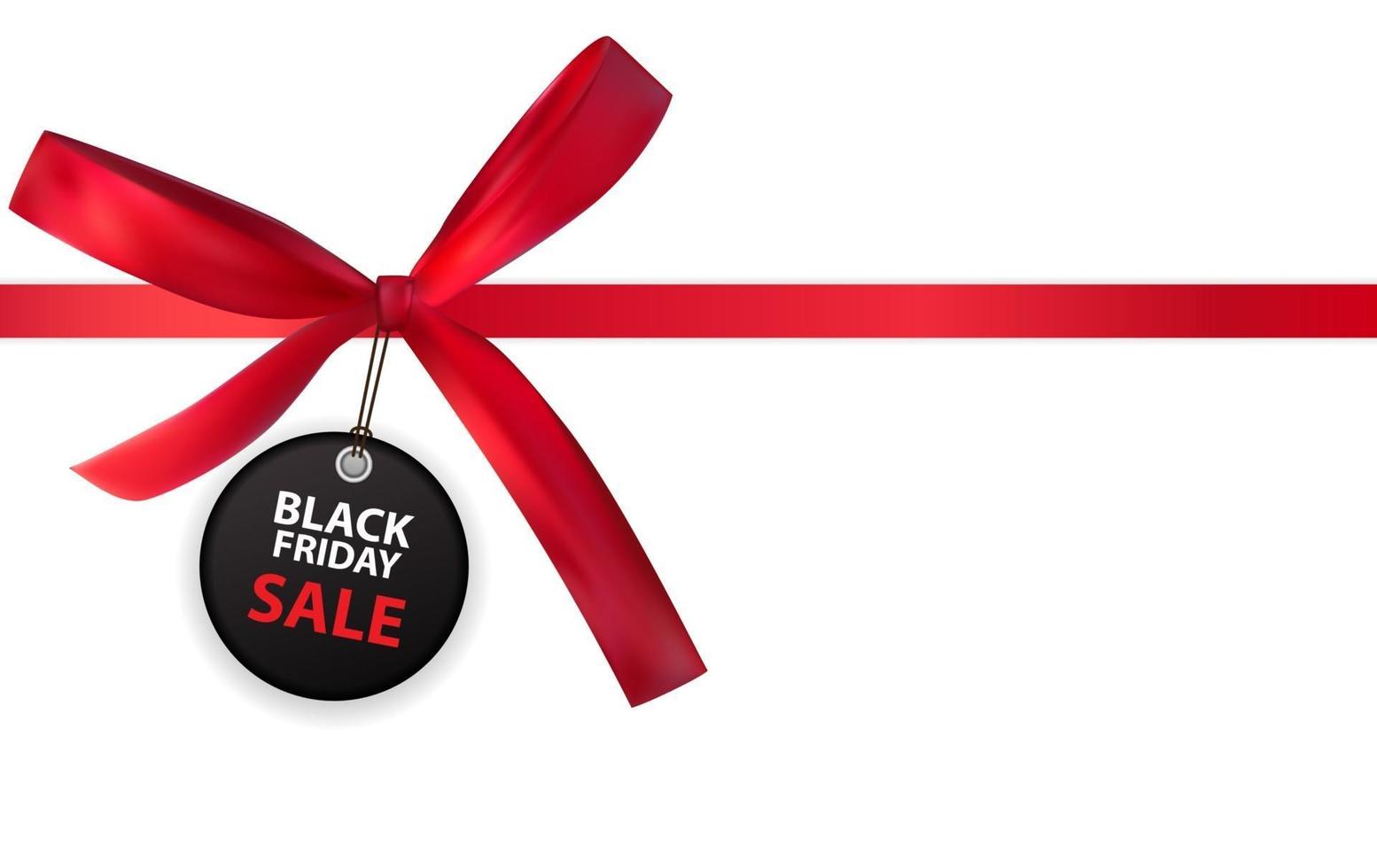 Black Friday Sale Label with Bow and Ribbon Isolated on White Background Vector Illustration