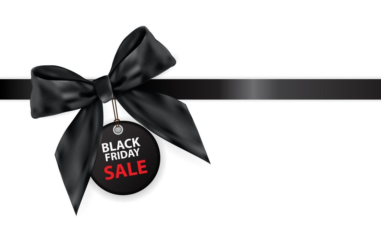 Black Friday Sale Labei with Bow and Ribbon Isolated on White Background Vector Illustration