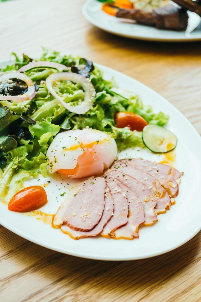 Duck breast meat with vegetable salad photo