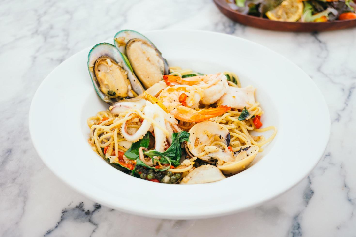 Spaghetti and pasta seafood photo