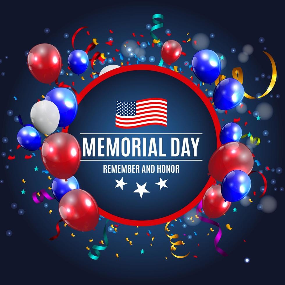 Memorial Day Background Template Vector Illustration