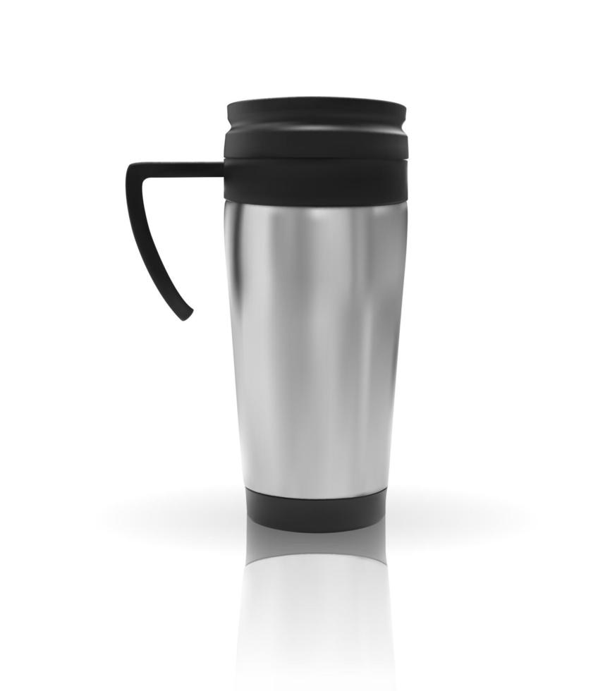 Realistic 3D model of thermos cup. Vector Illustration