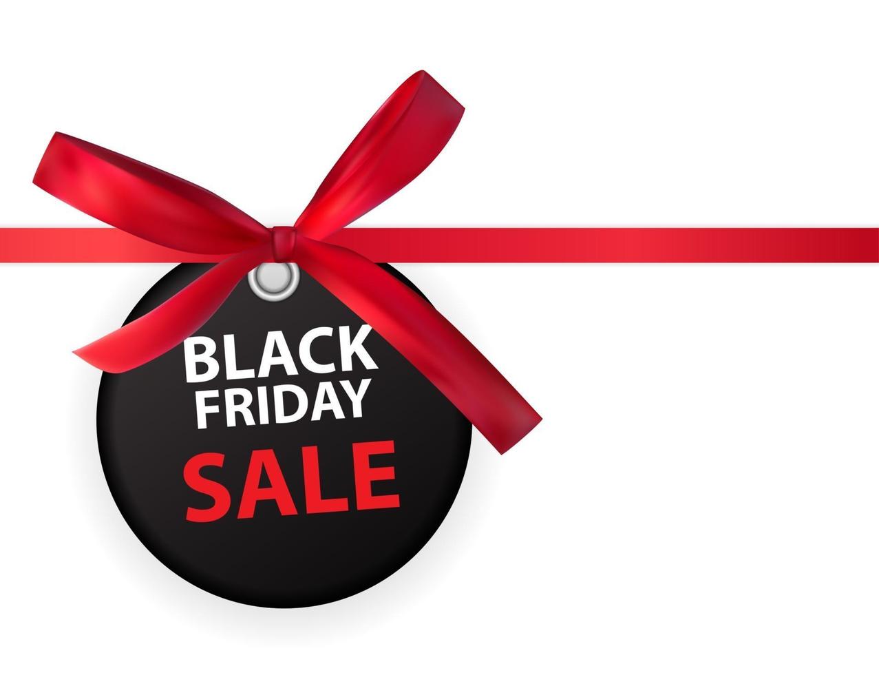 Black Friday Sale Labei with Bow and Ribbon Isolated on White Background Vector Illustration