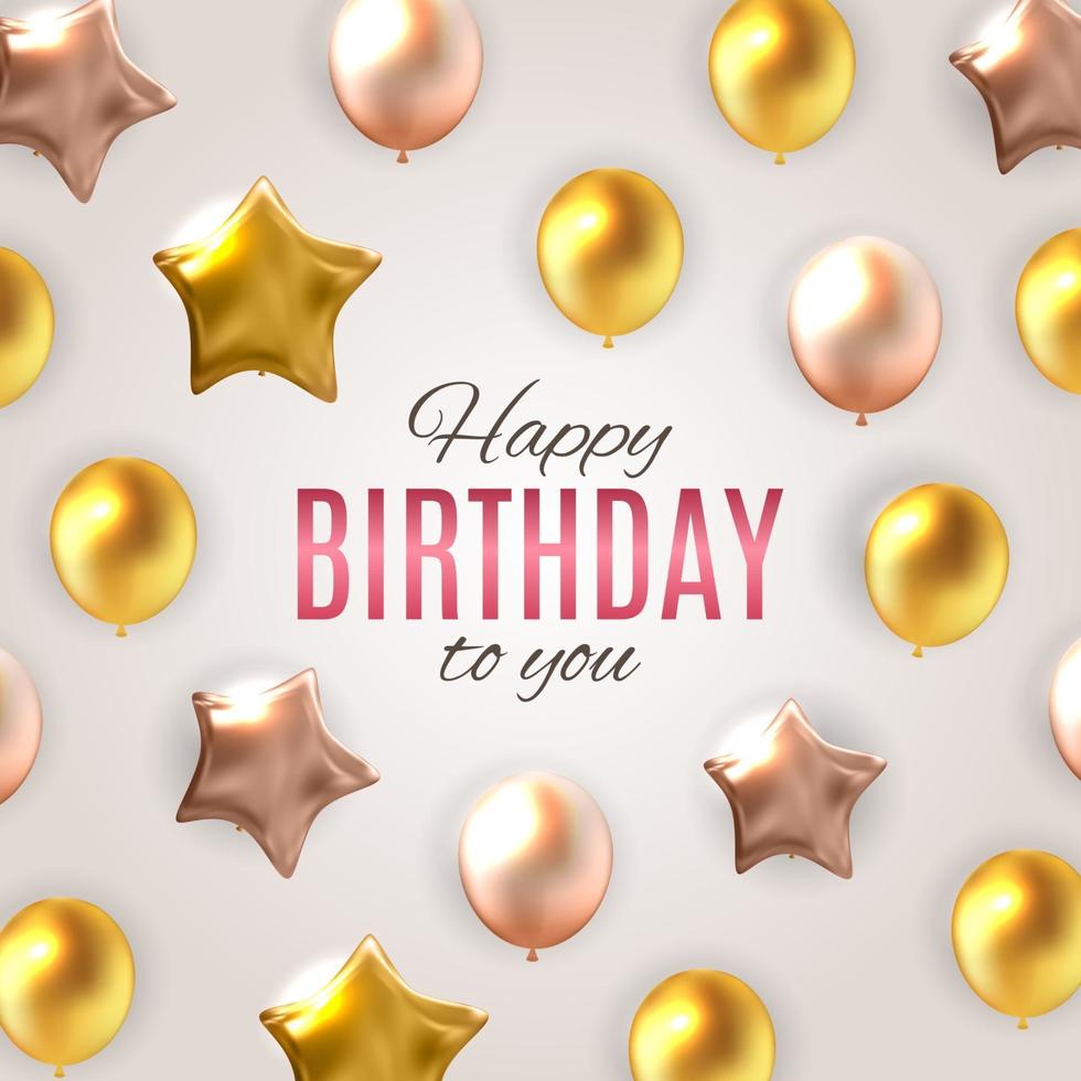 Color Glossy Happy Birthday Balloons Banner Background Vector Illustration