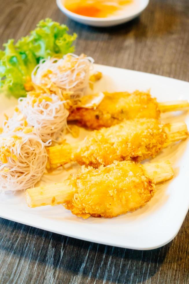 Fried shrimp with sugar cane photo