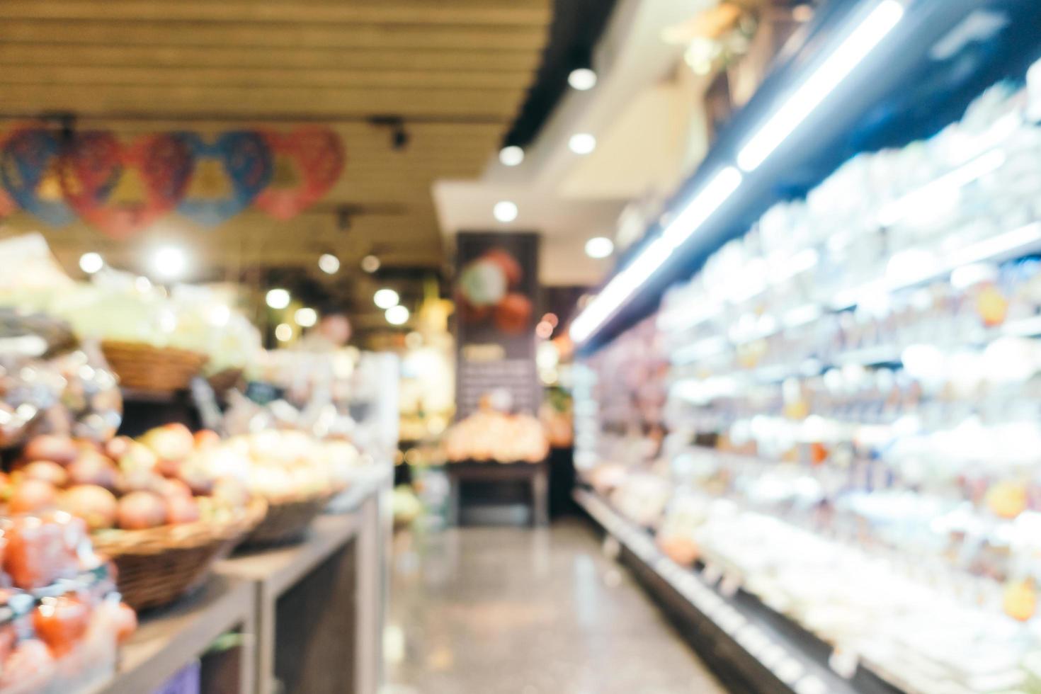 Supermercado de desenfoque abstracto en centro comercial y tienda foto