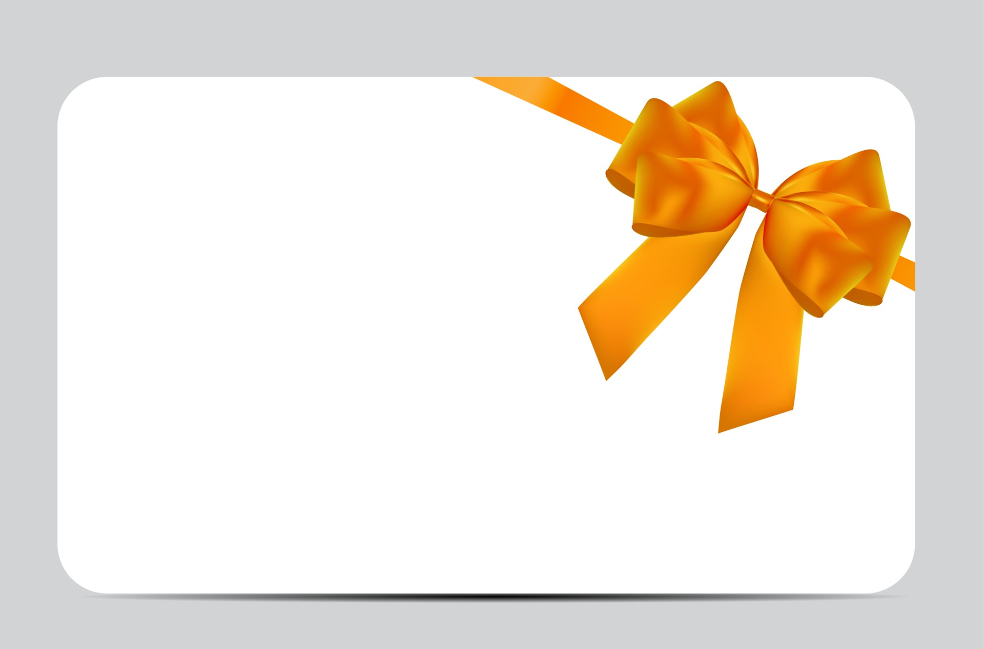 Blank Gift Card Template with Orange Bow and Ribbon. Vector