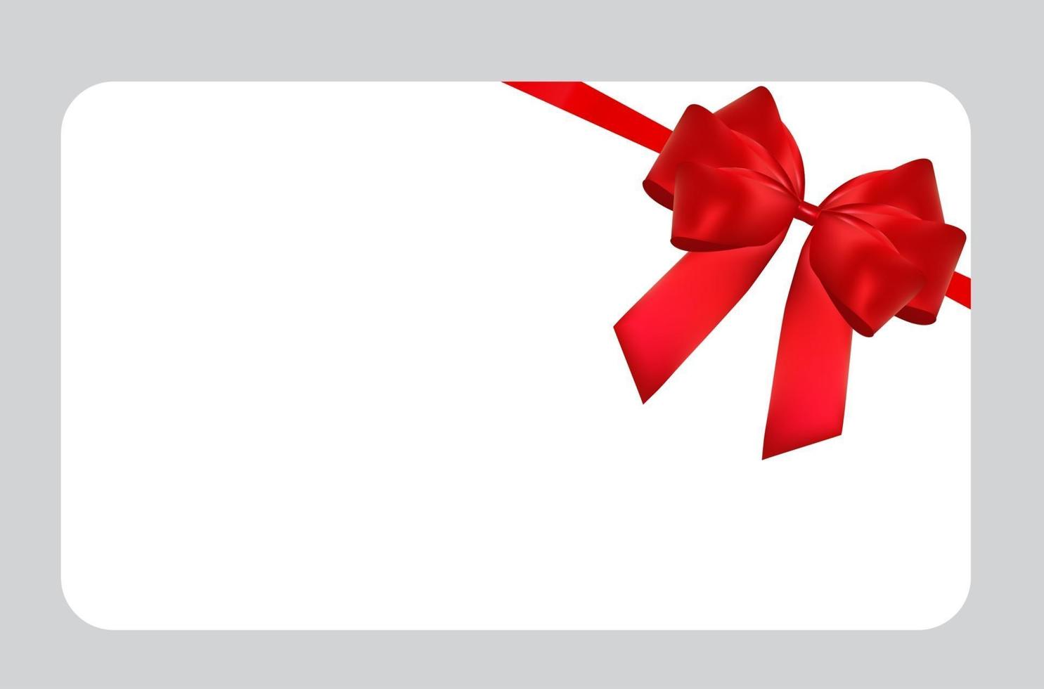 Blank Gift Card Template with Red Bow and Ribbon. Vector Inside Present Card Template