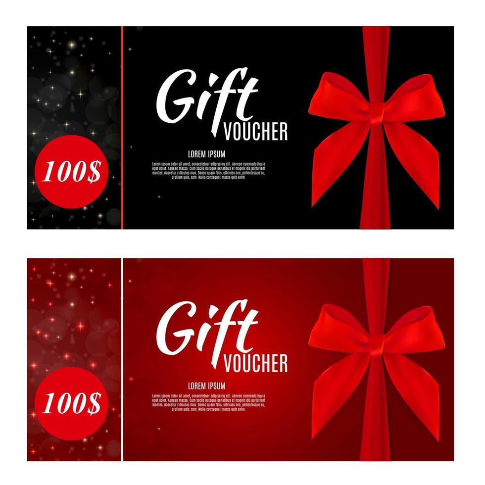 Luxury Members, Gift Card Template for a festive gift card, coupon and certificate with ribbons and gift box for your Business Vector Illustration