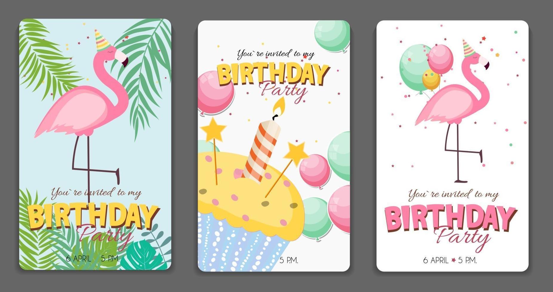 Birthday Card, Congratulation Template Vector Illustration