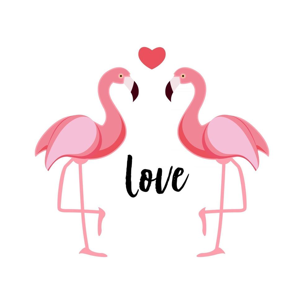 Cute Flamingo Love Background Vector Illustration