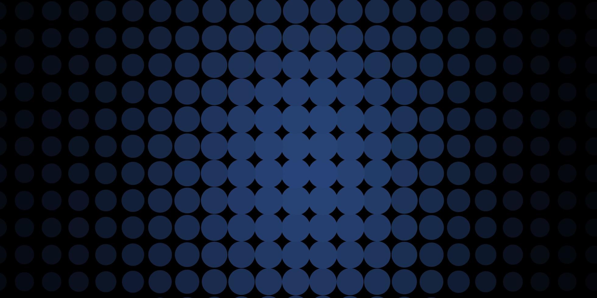 Fondo de vector azul oscuro con círculos. Ilustración con un conjunto de esferas abstractas coloridas brillantes. patrón para fondos de pantalla, cortinas.