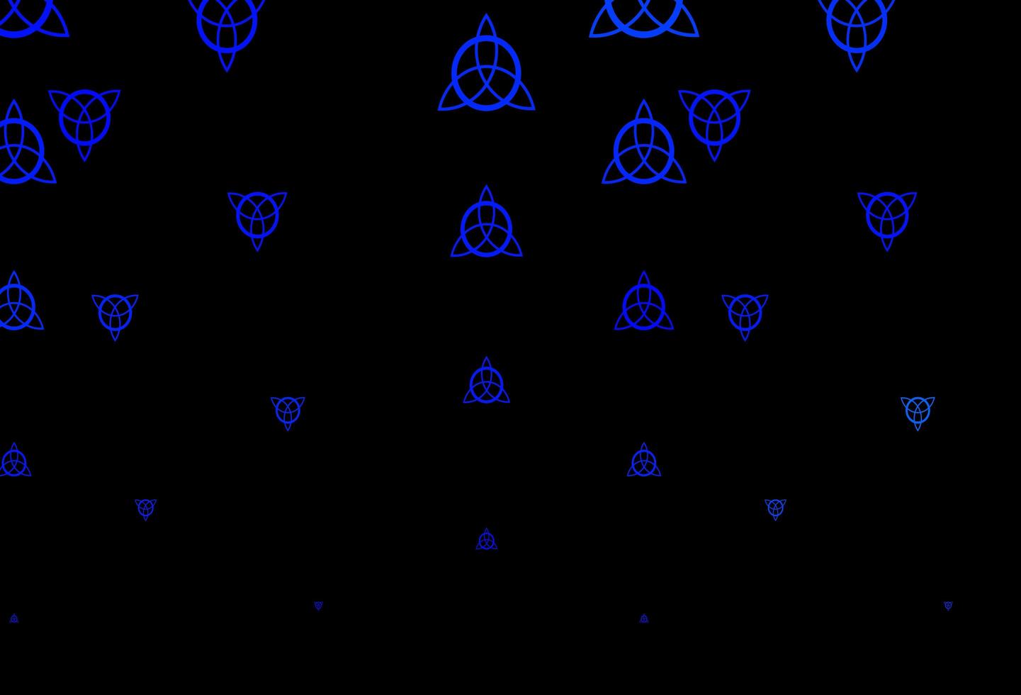 Dark BLUE vector background with occult symbols.