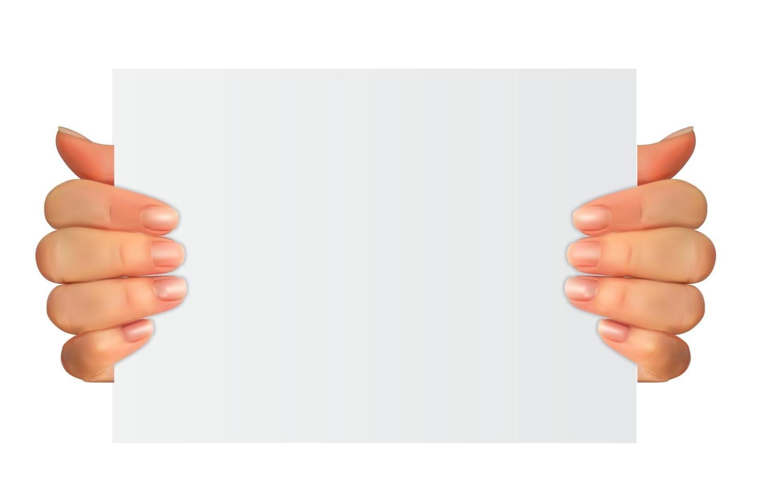 Realistic hands holding a paper vector