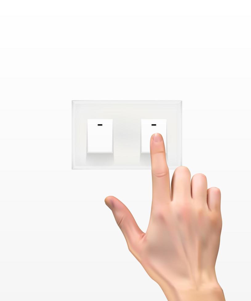 Realistic hand with light switch vector