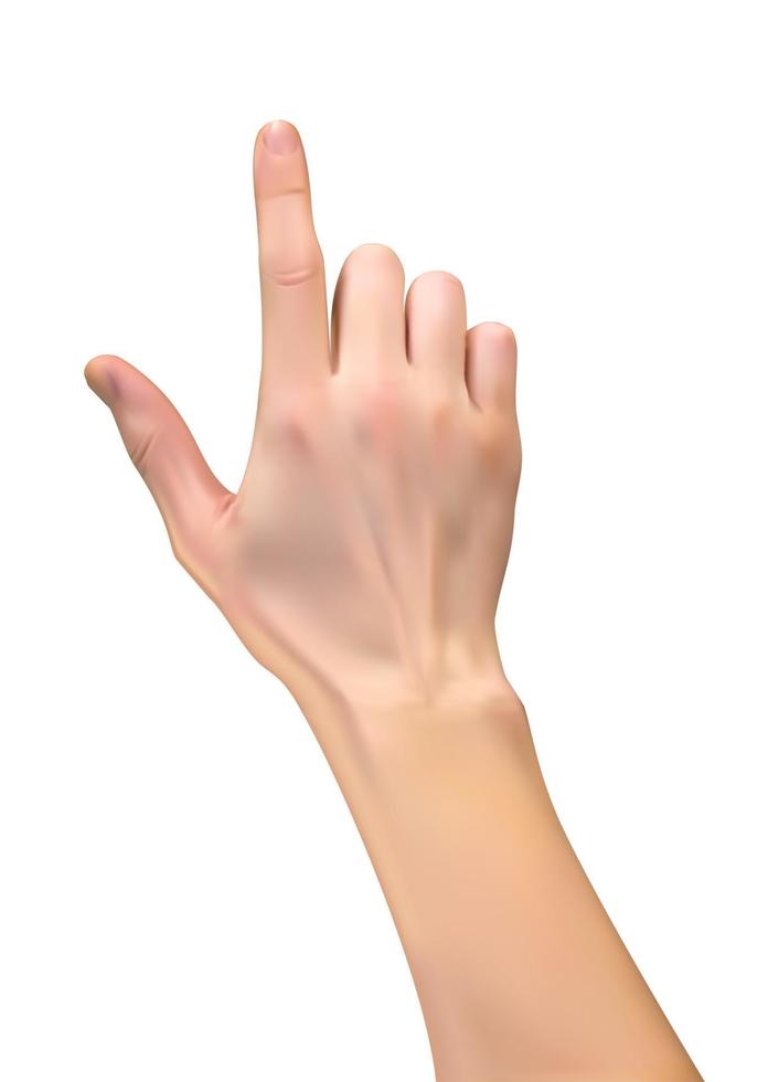 Realistic hand with an index finger indicating or pressing vector