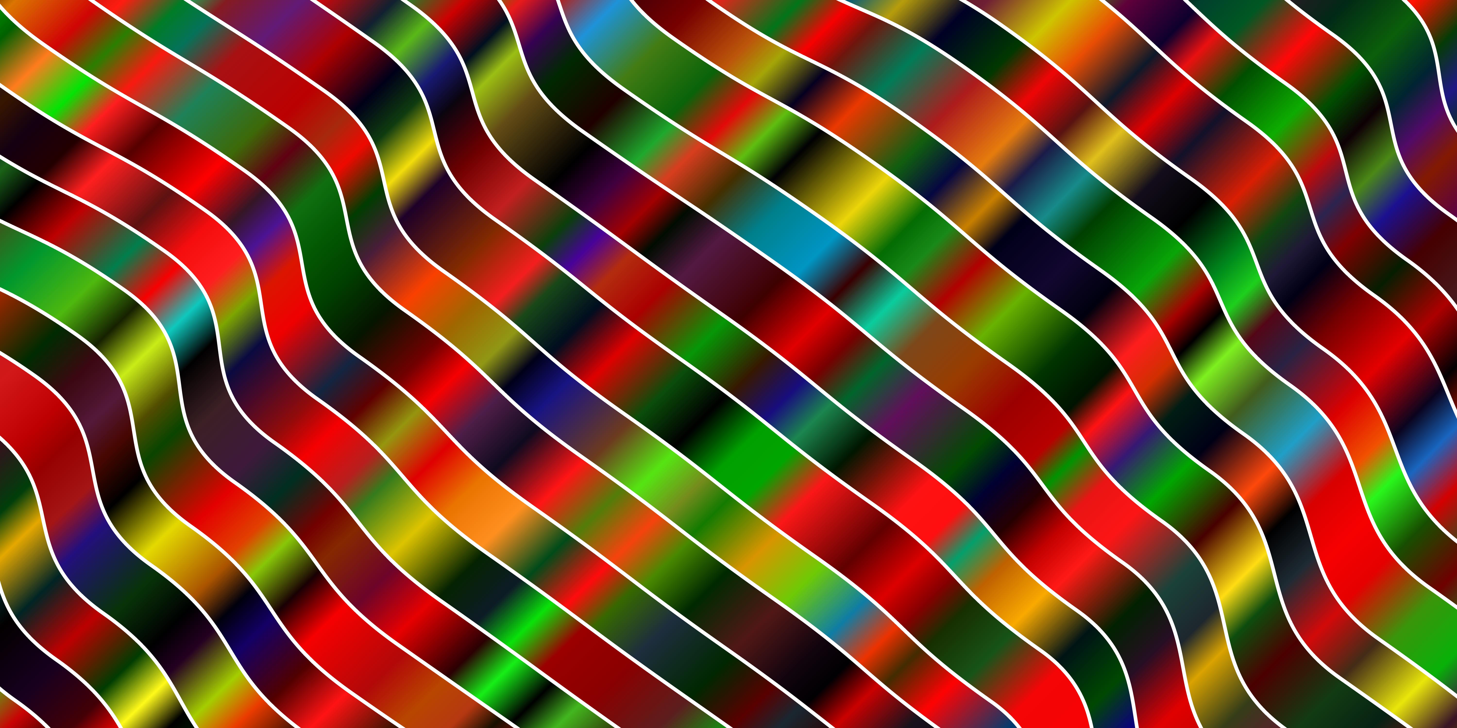 Dark Multicolor vector background with bent lines. Colorful abstract
