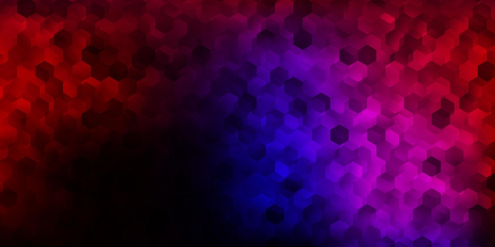 Dark pink, red vector background with hexagonal shapes.