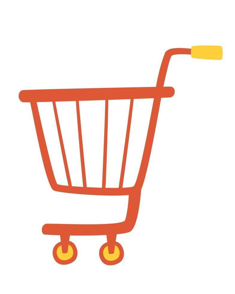 Grocery cart. Supermarket shopping cart. linear style sign for mobile concept and web design. shopping trolley simple line icon. Vector flat illustration.