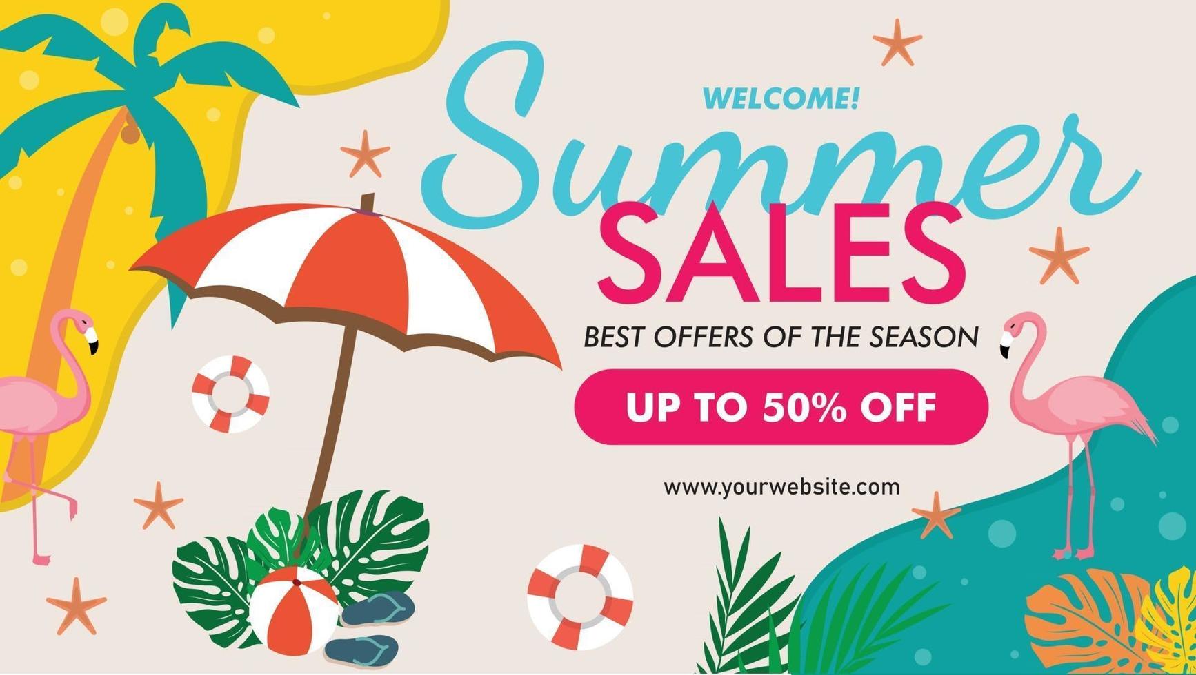 Tropical summer summer sale banner template vector