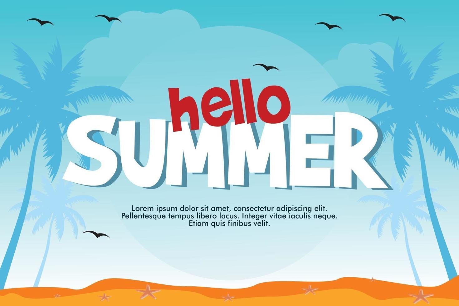 Hand drawn summer background banner Vector