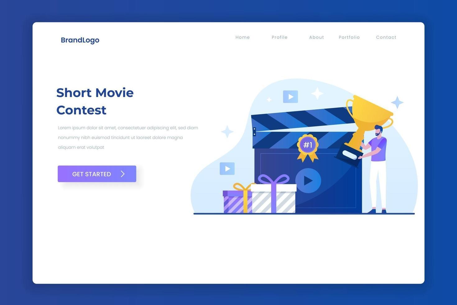 Video contest illustration landing page concept vector