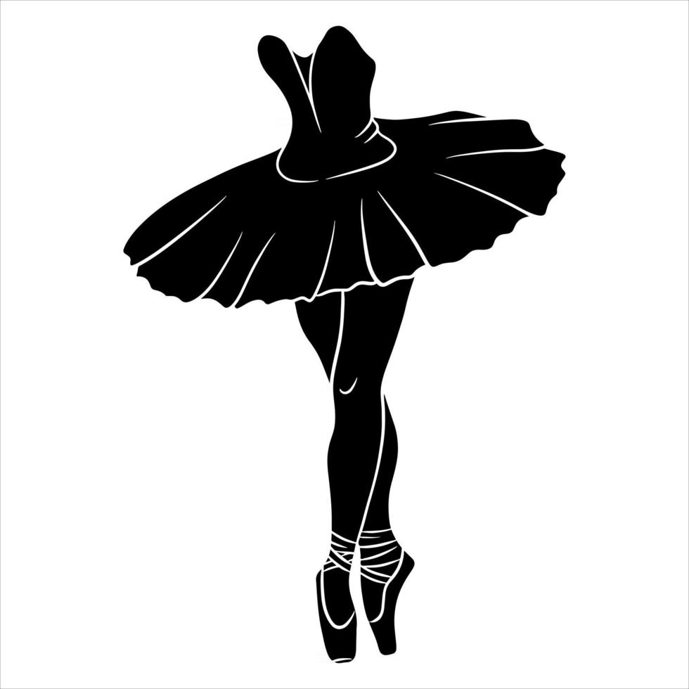 Ballet. Ballerina's legs in a tutu and pointe. Silhouette. vector