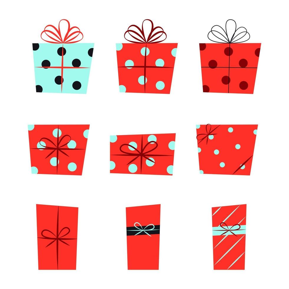 Set of Christmas Presents Flat Vector Illustrations