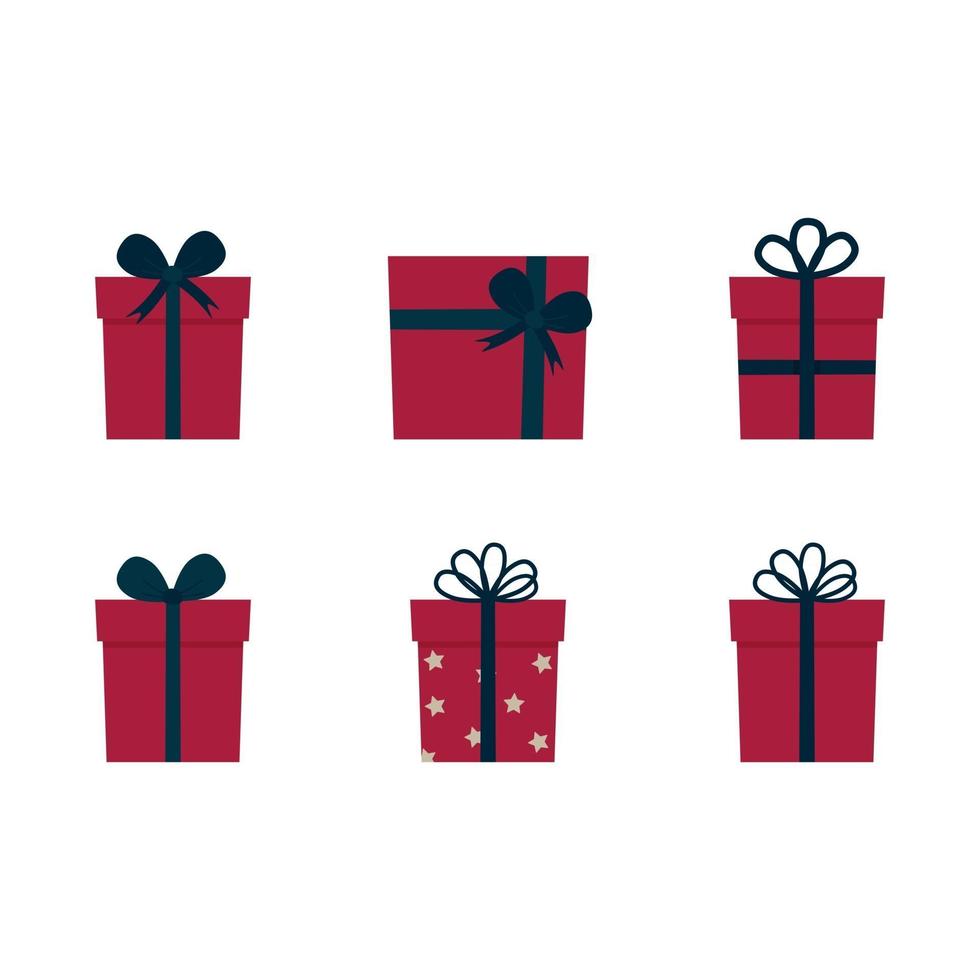 conjunto de ilustraciones vectoriales planas de regalos de navidad vector