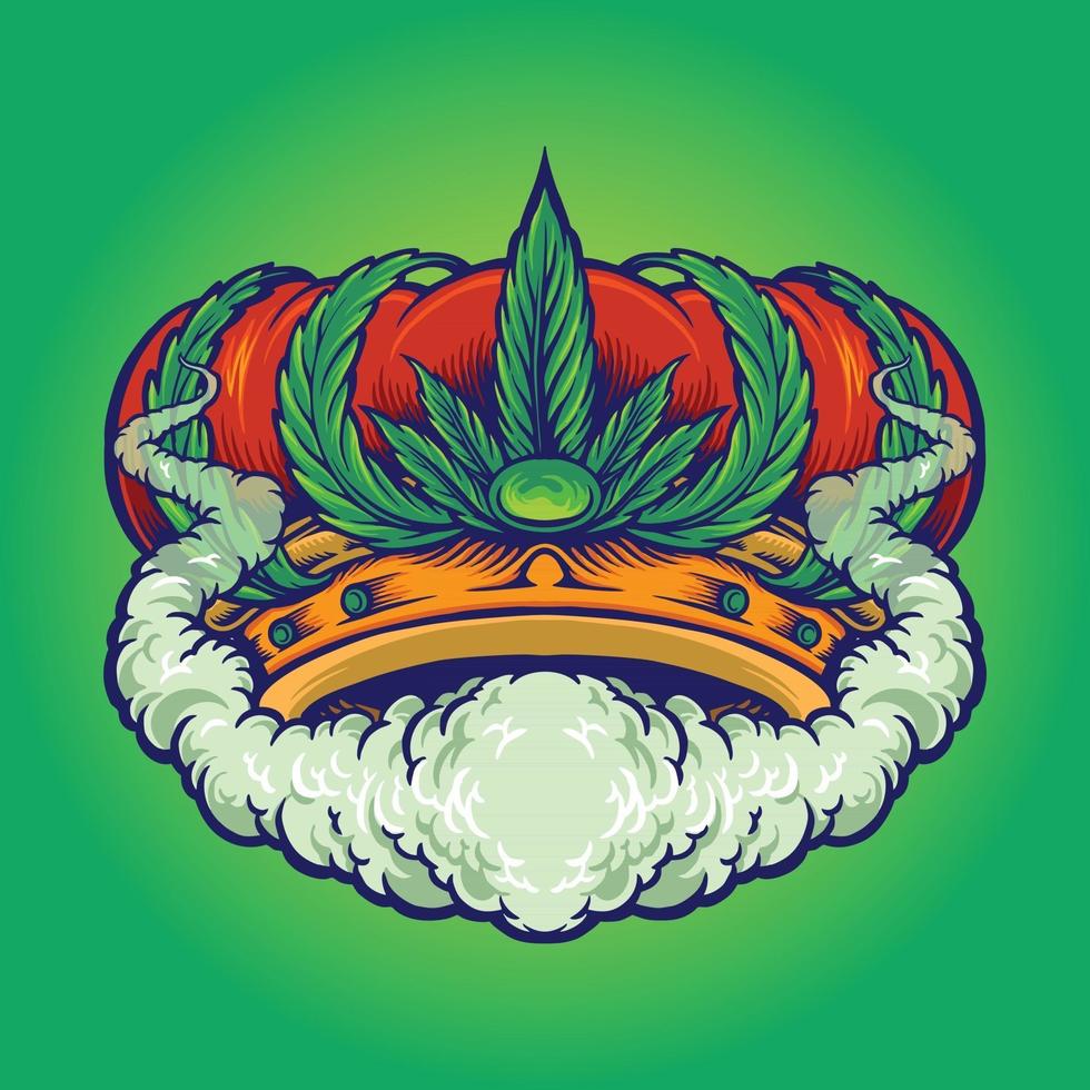 cannabis corona humo premium logo hierba vector