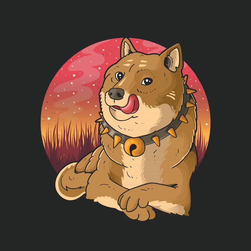 lazy shiba dog relax on summertime illustration vector