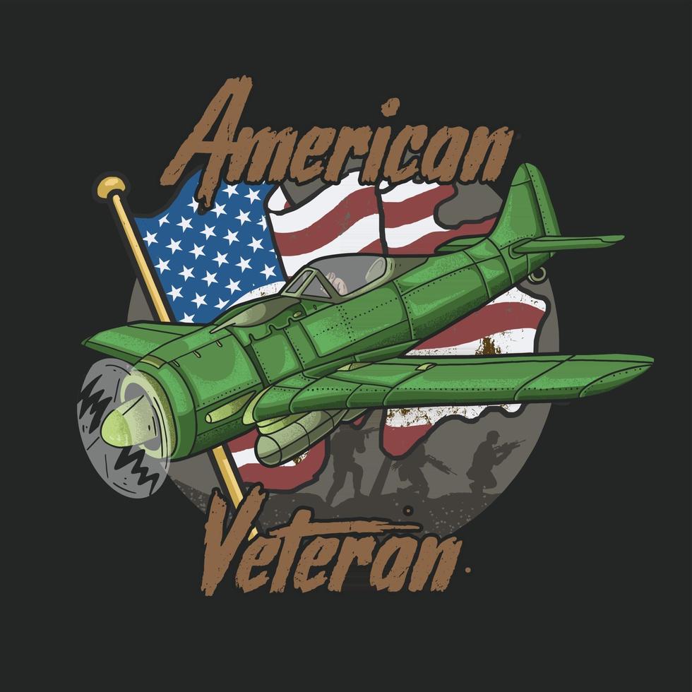 american veteran aircraft squad illustration vector