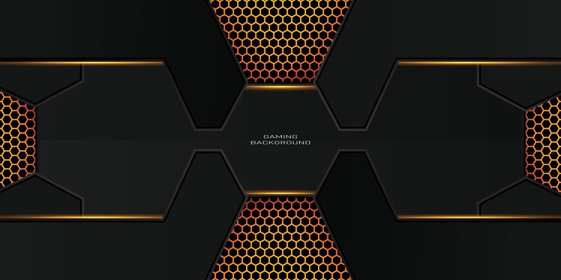 dark gold gaming background with hexagon pattern vector