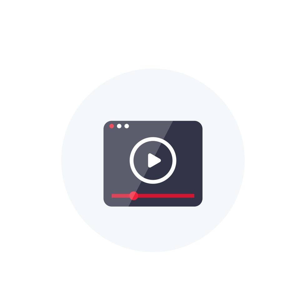 video player vector icon, logo for apps