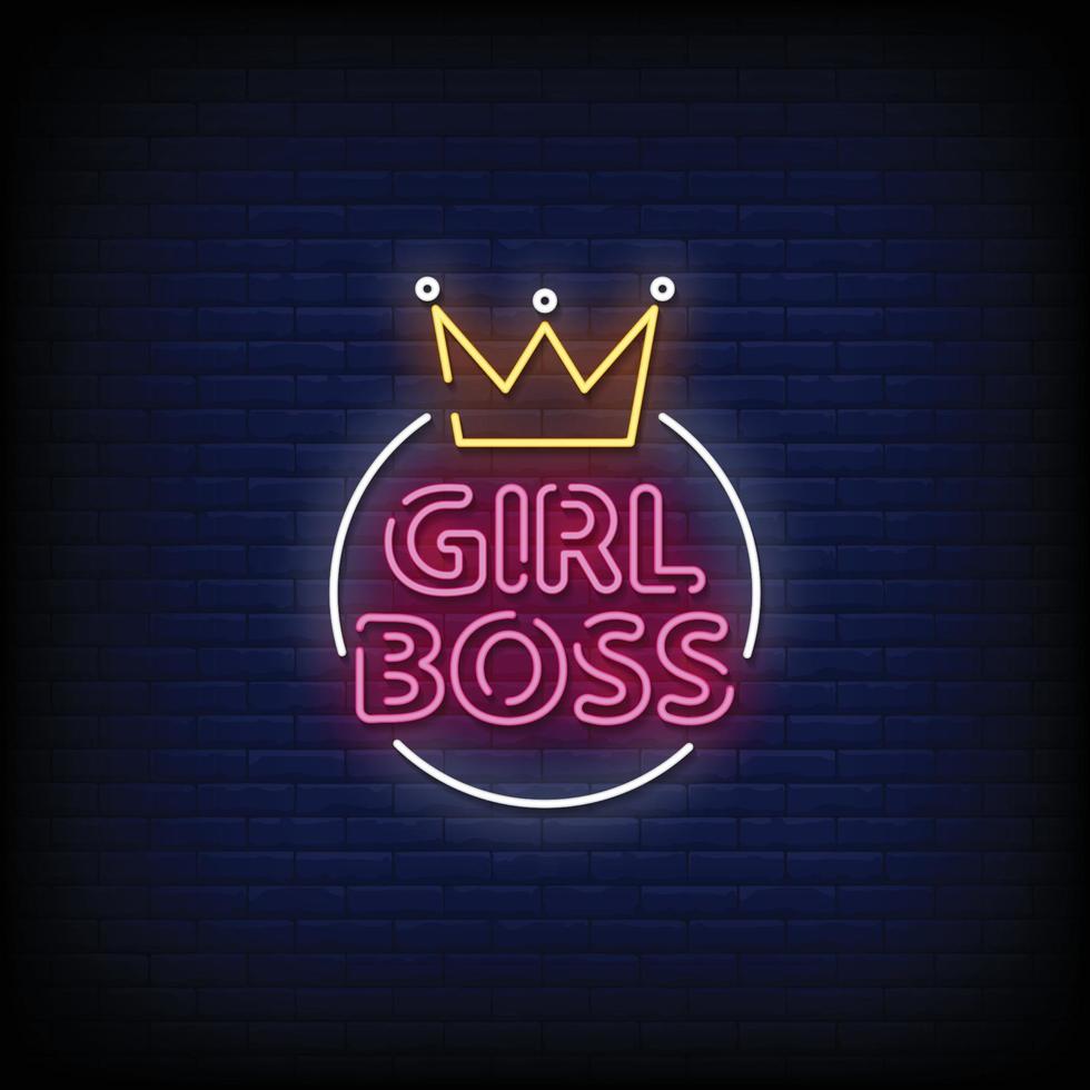 Girl Boss Neon Signs Style Text Vector