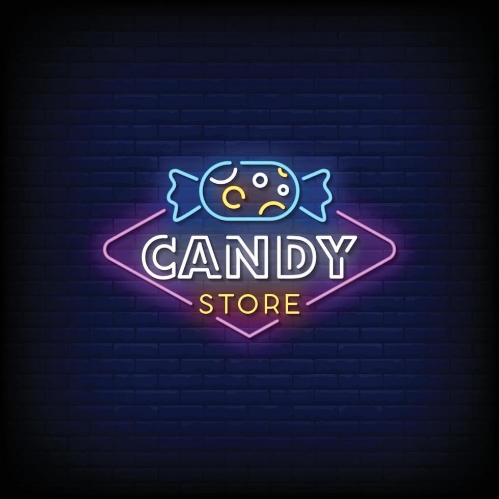 Candy Store Neon Signs Style Text Vector