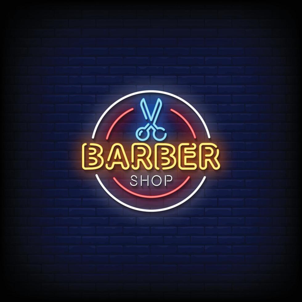 Barber Shop Neon Signs Style Text Vector