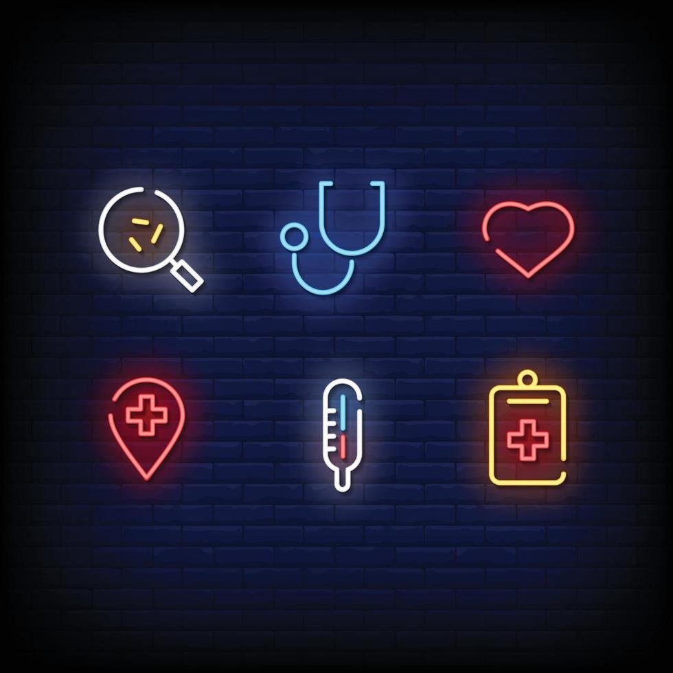 Hospital Symbol Neon Signs Style Text Vector