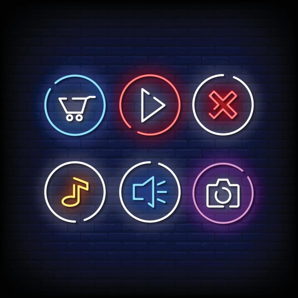 Button Symbol Neon Signs Style Text Vector