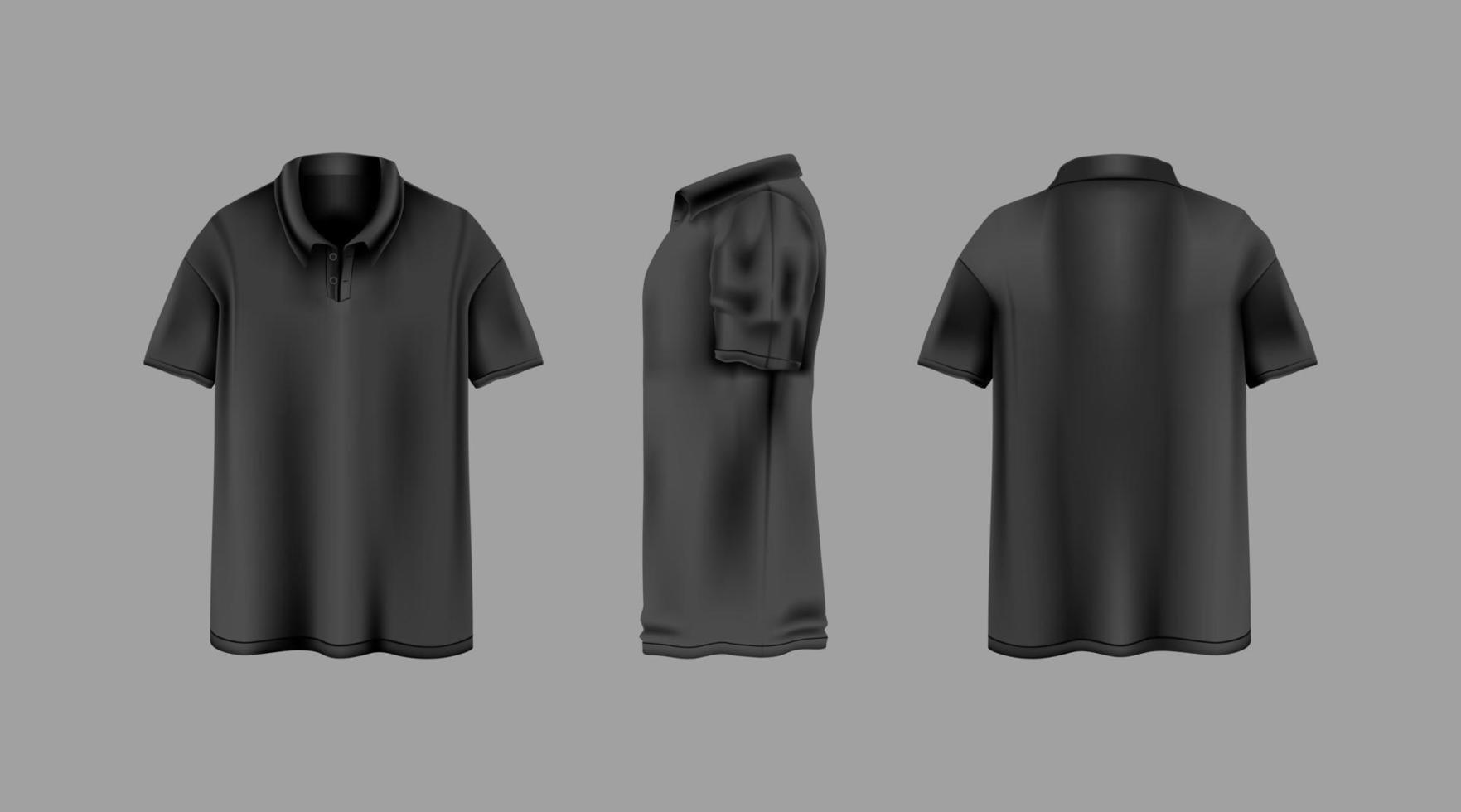 Collar shirt template set, front, side, back view mockup 2800360 Vector