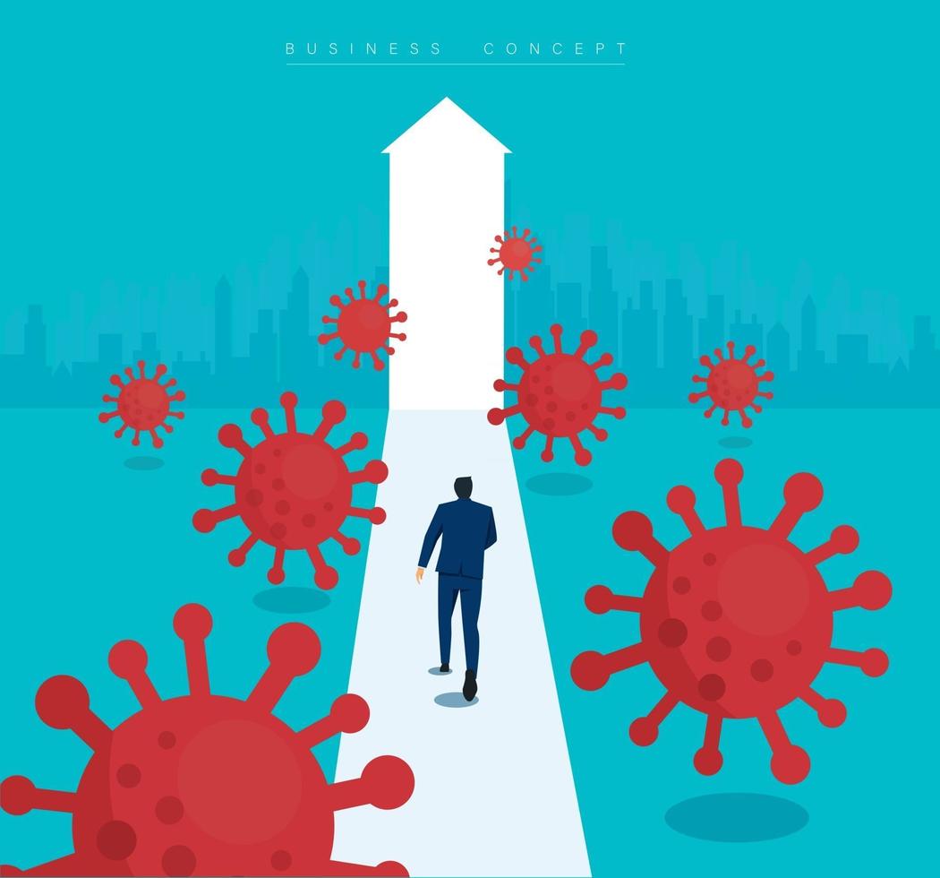 businessman runaway from Coronavirus vector illustration, EPS10.