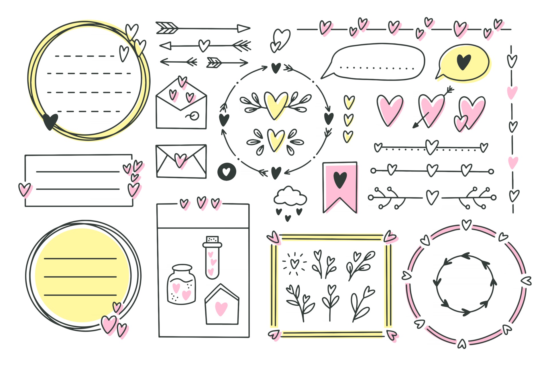 Bullet journal doodle diary elements stickers Vector Image