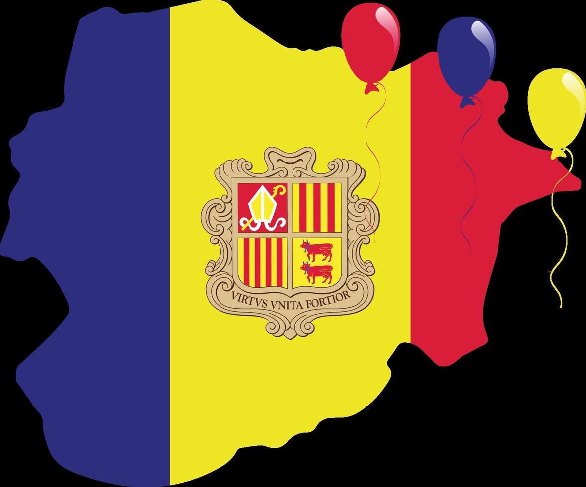 The National Flag of Andorra Clip Masked inside it's Map vector