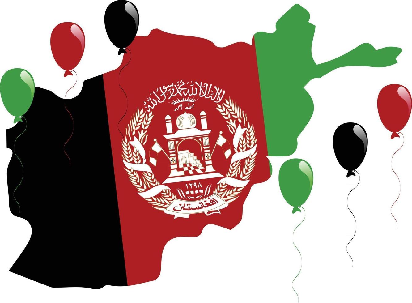 Afganistán bandera roja y verde negra y mapa vector