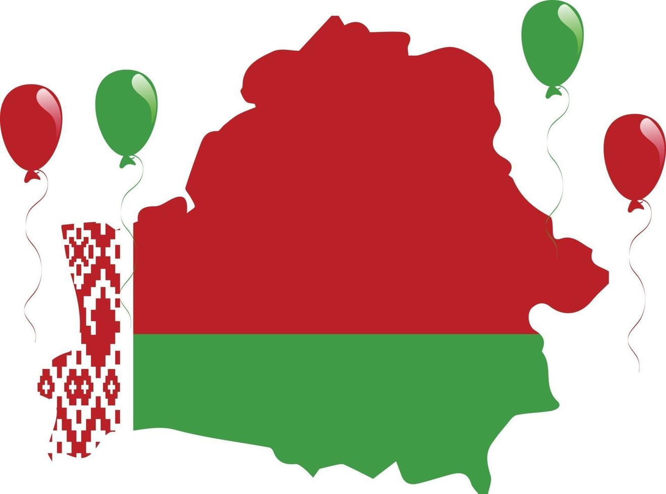 Mapa de Bielorrusia y bandera con globos sobre fondo blanco. vector