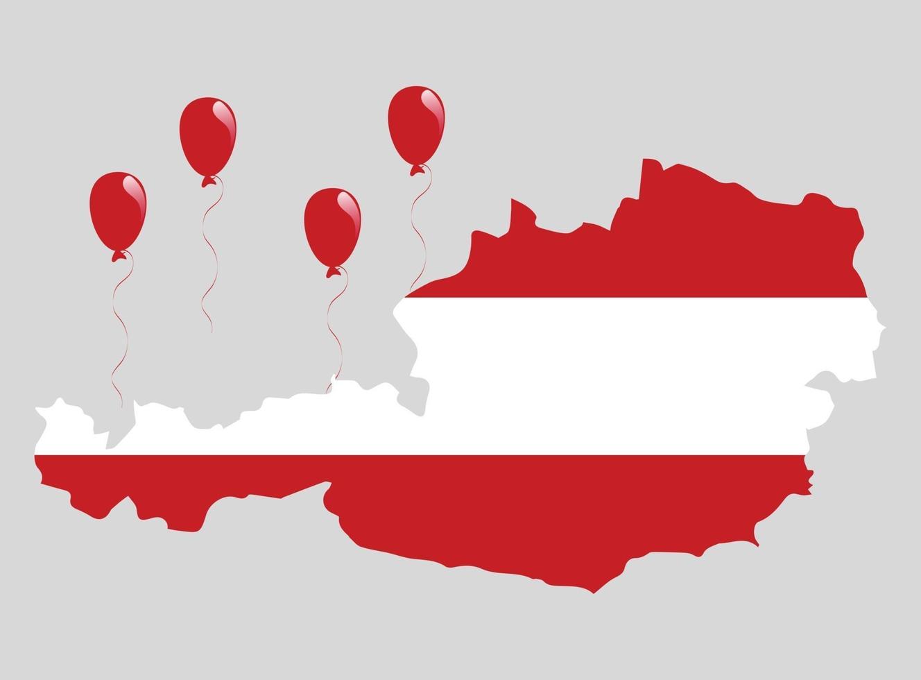 mapa austriaco, bandera y globos rojos vector